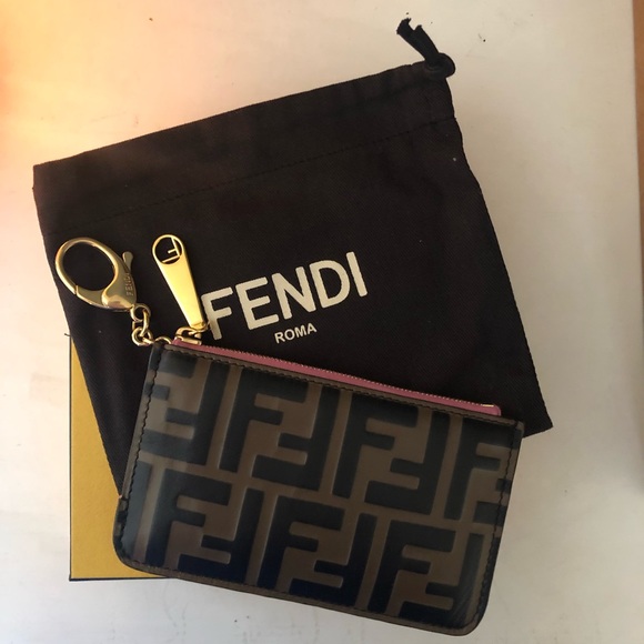 fendi card holder pink